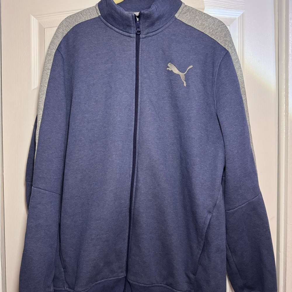 Puma Men's Blue and Gray Sweater size: XL